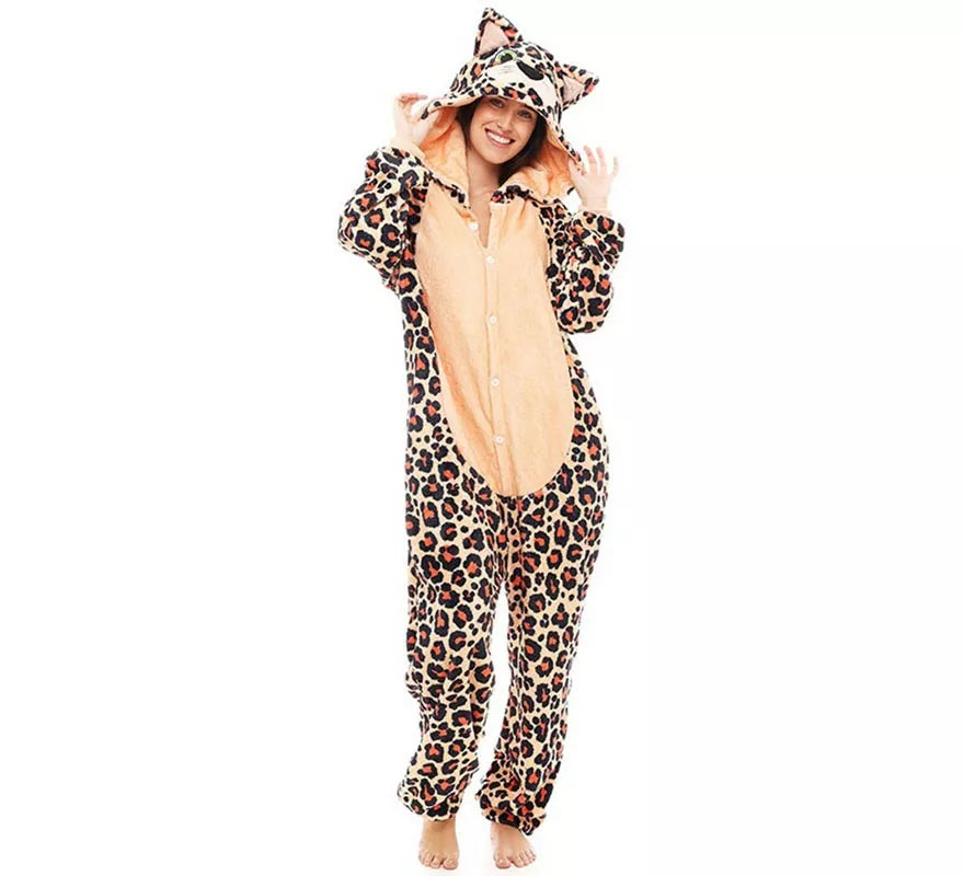 Translation missing: de.Disfraz de Pijama Leopardo marrón para adultos