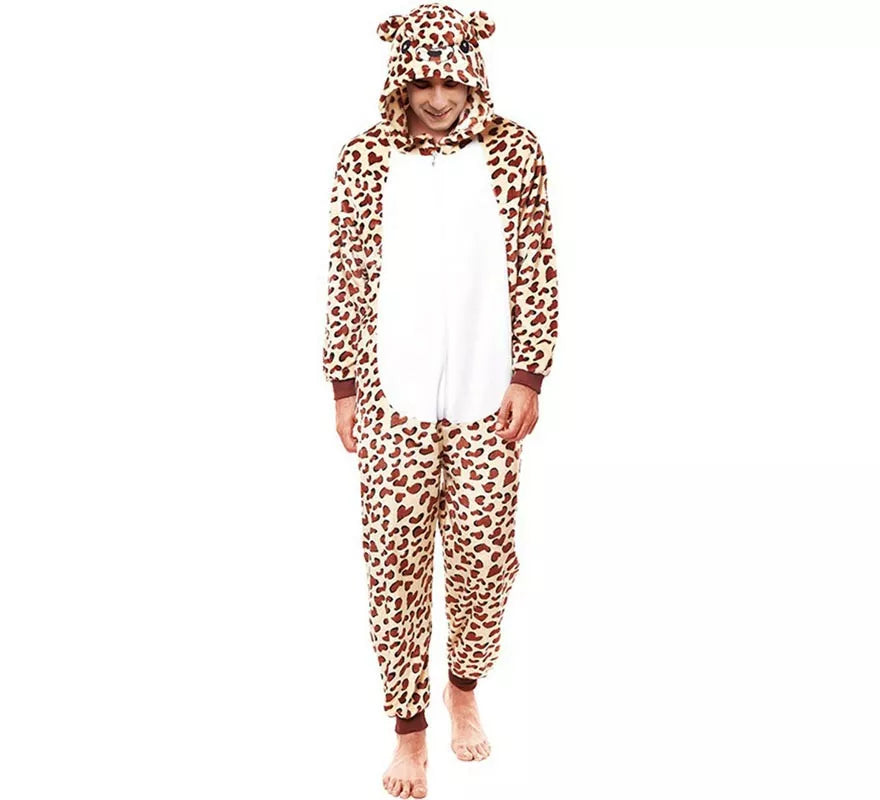 Translation missing: de.Disfraz de Pijama Leopardo marrón para adultos