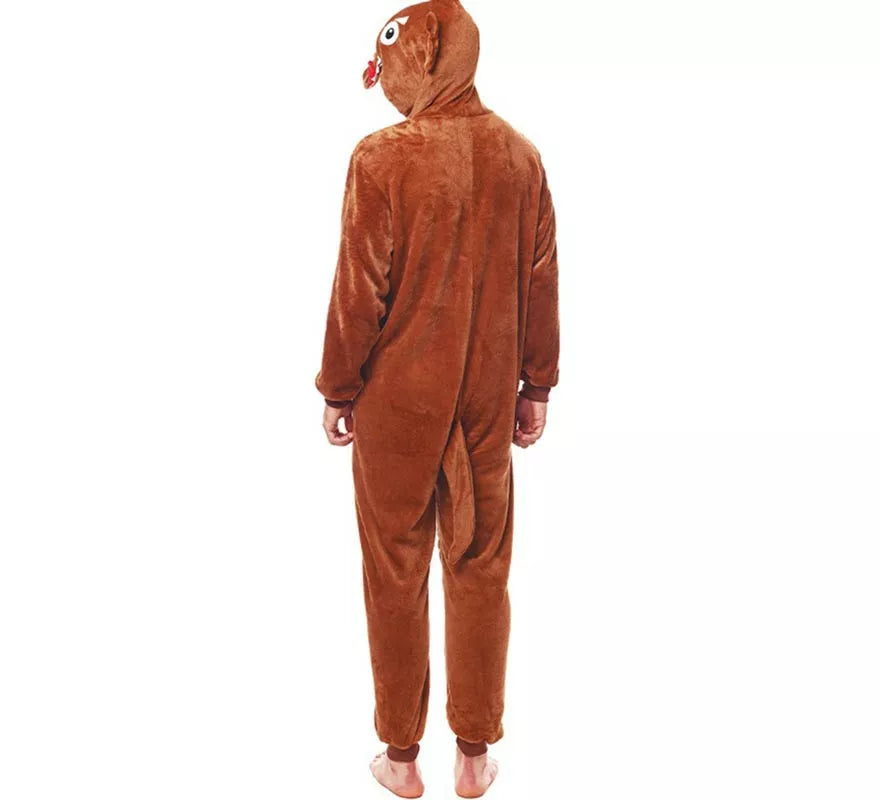 Translation missing: de.Disfraz de Pijama Lobo marrón oscuro para adultos