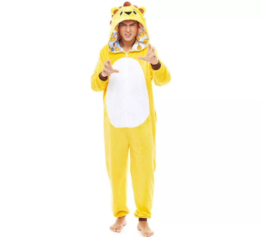 Translation missing: de.Disfraz de Pijama Lorenzo León amarillo para adultos