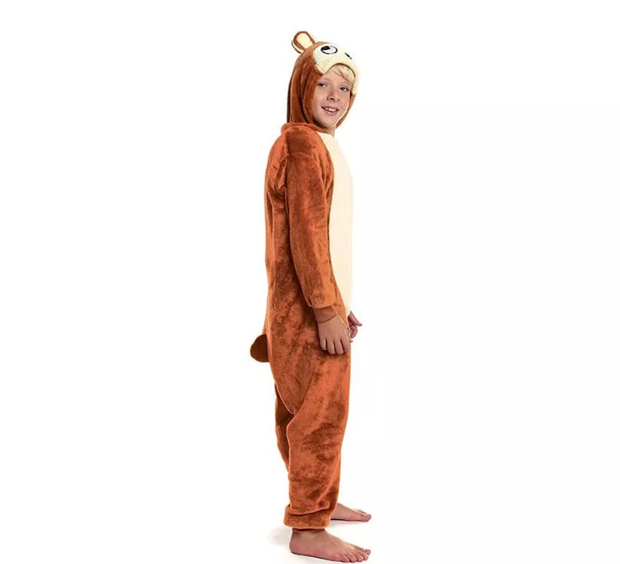 Translation missing: de.Disfraz de Pijama Mono marrón con capucha para niño