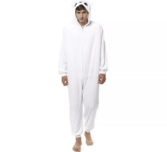 Weißes Bären-Pyjama-Kostüm mit Ohren für Herren