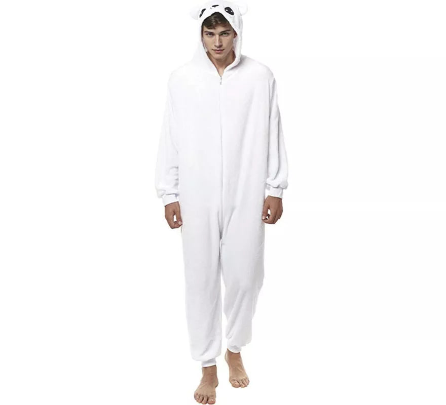 Translation missing: de.Disfraz de Pijama Oso blanco con orejas para adultos