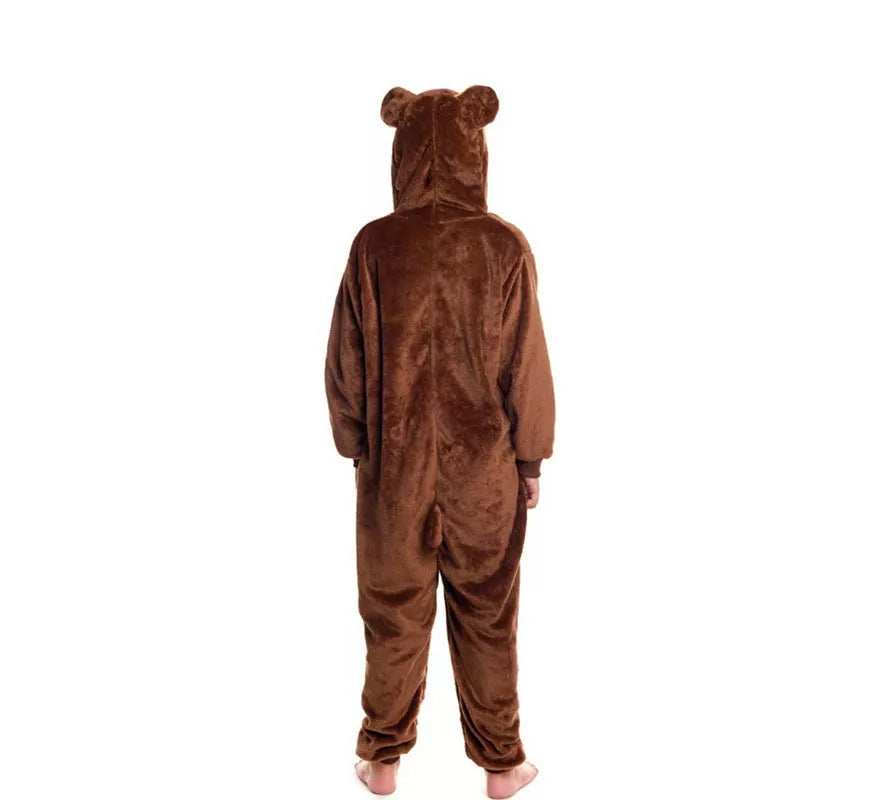 Disfraz de Pijama Oso marrón con capucha para niño