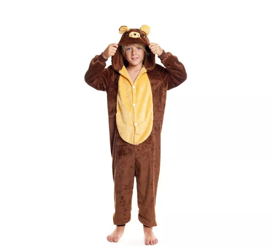 Translation missing: de.Disfraz de Pijama Oso marrón con capucha para niño