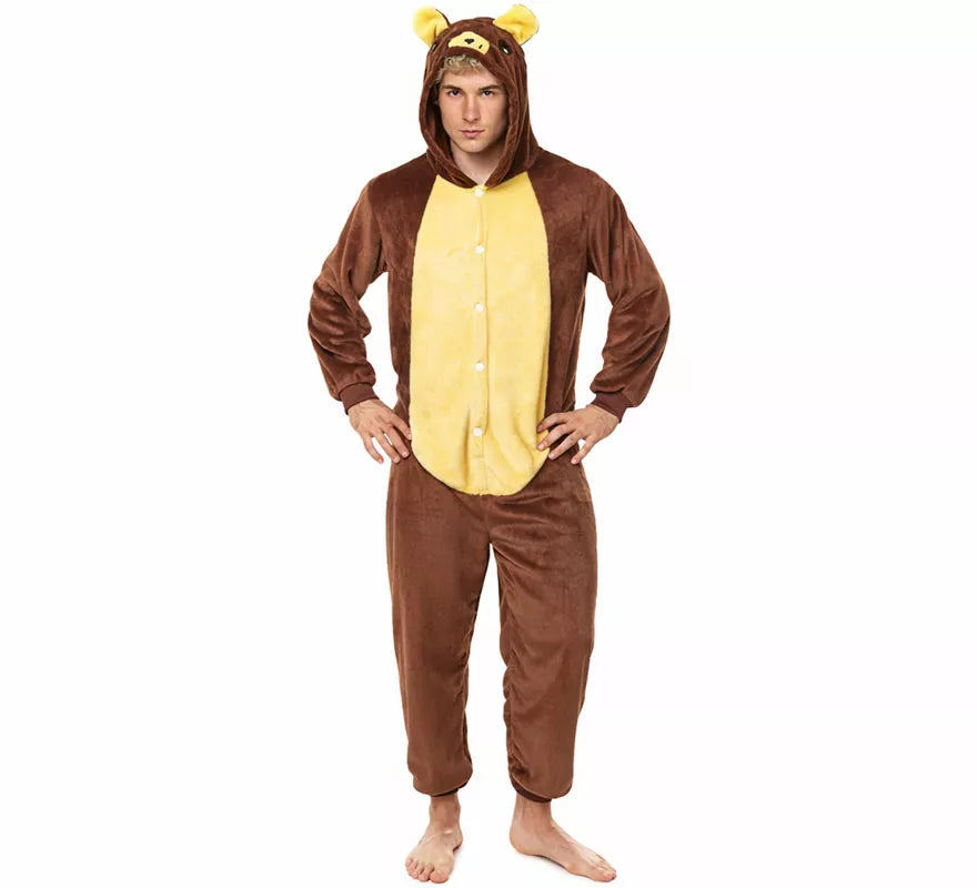 Translation missing: de.Disfraz de Pijama Oso marrón oscuro para adultos