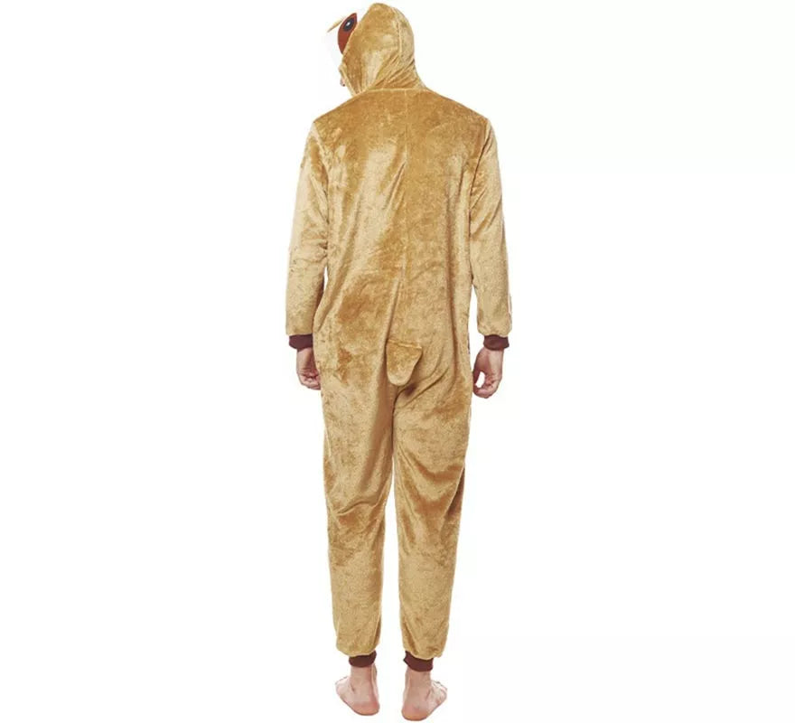 Disfraz de Pijama Perezoso marrón claro para adultos
