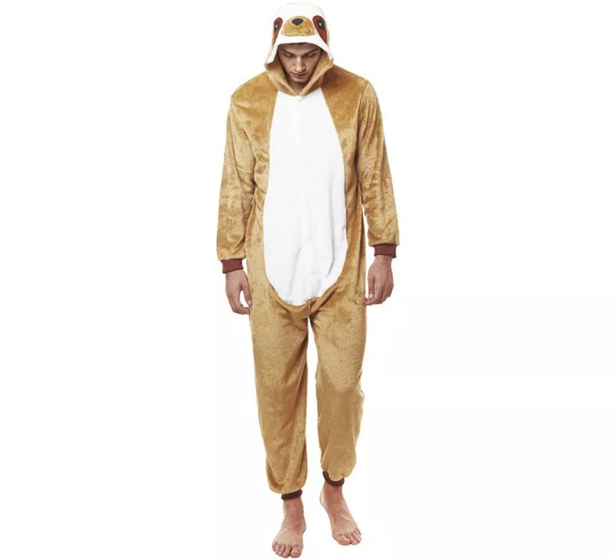 Translation missing: de.Disfraz de Pijama Perezoso marrón claro para adultos