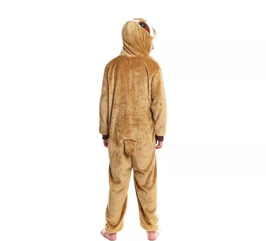 Translation missing: de.Disfraz de Pijama Perezoso marrón con capucha para niño