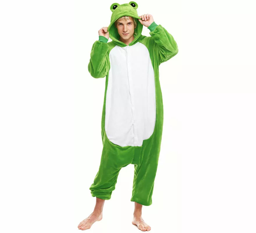 Translation missing: de.Disfraz de Pijama Rana verde con ojos para adultos