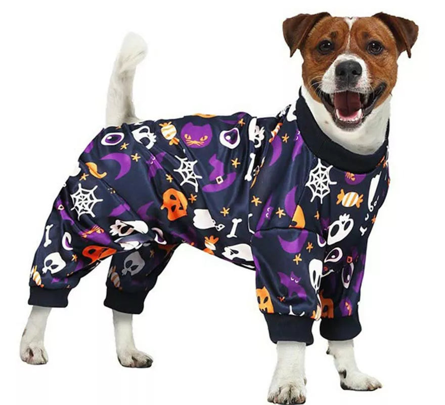 Translation missing: de.Disfraz de Pijama Truco o Trato púrpura para perro
