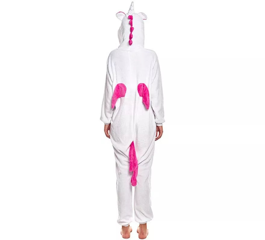 Translation missing: de.Disfraz de Pijama Unicornio fucsia y blanco para adultos