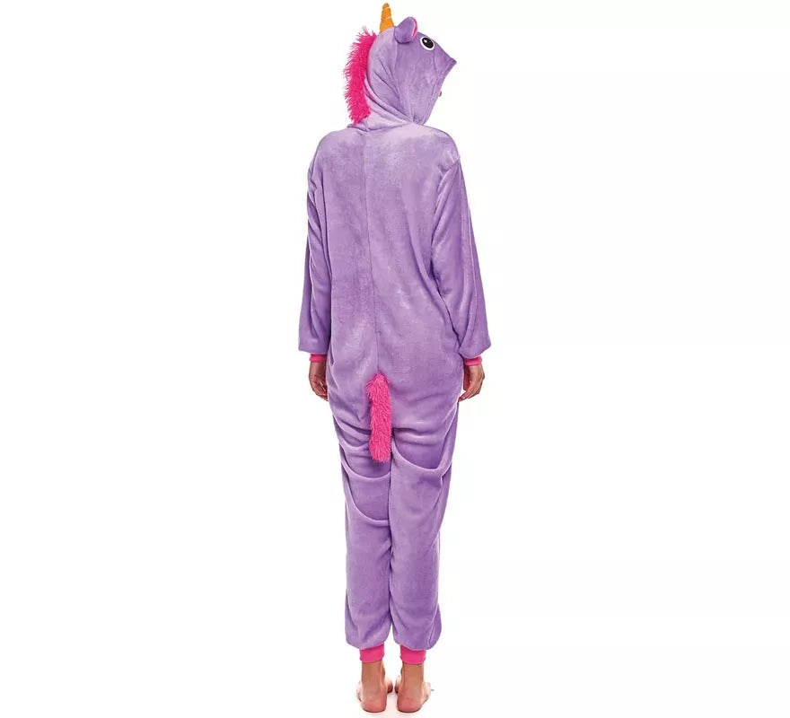 Translation missing: de.Disfraz de Pijama Unicornio lila y blanco para adultos