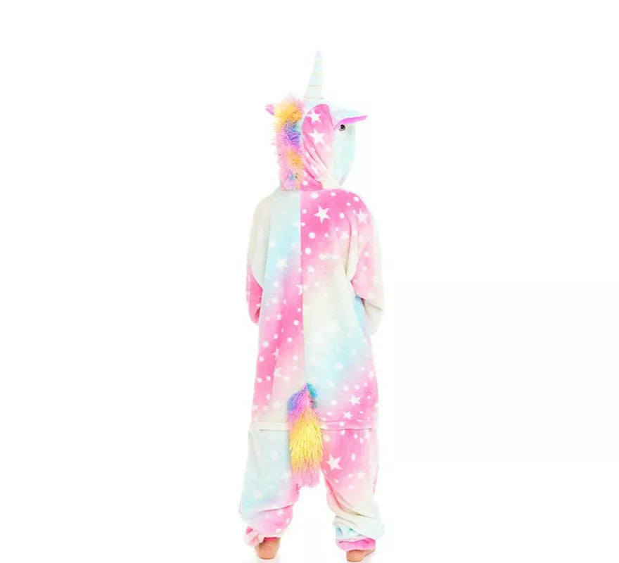 Disfraz de Pijama Unicornio multicolor con capucha para niño