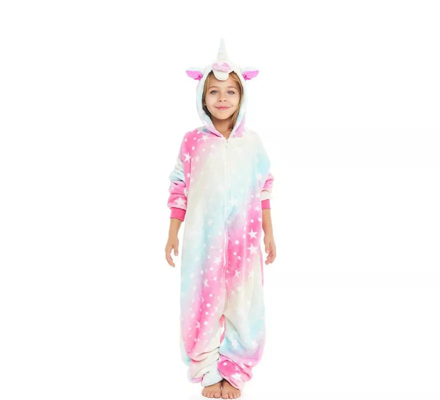 Translation missing: de.Disfraz de Pijama Unicornio multicolor con capucha para niño