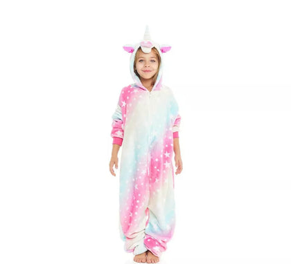 Disfraz de Pijama Unicornio multicolor con capucha para niño