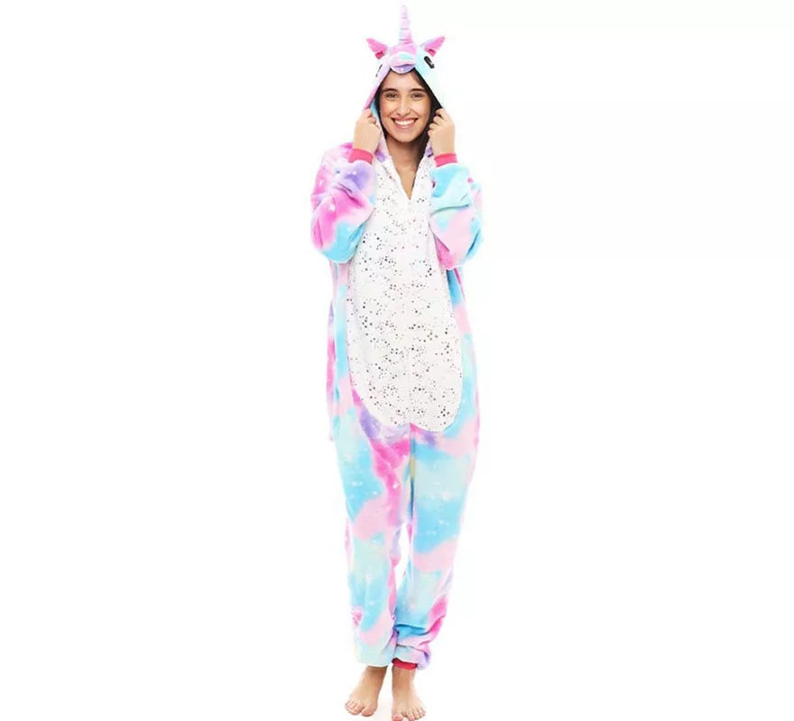 Translation missing: de.Disfraz de Pijama Unicornio rosa y azul para adultos