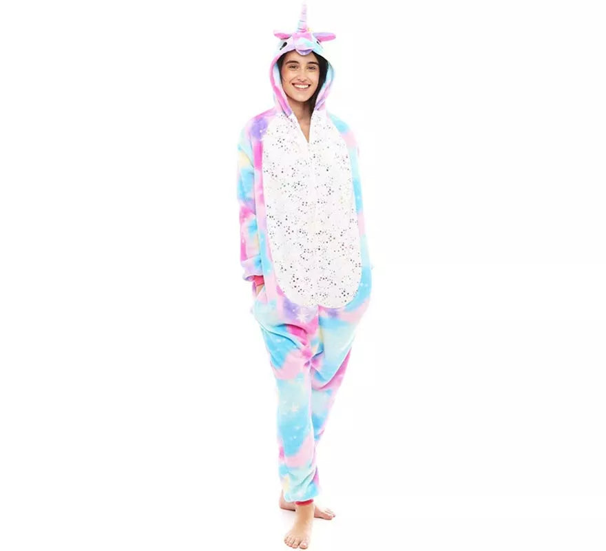Translation missing: de.Disfraz de Pijama Unicornio rosa y azul para adultos