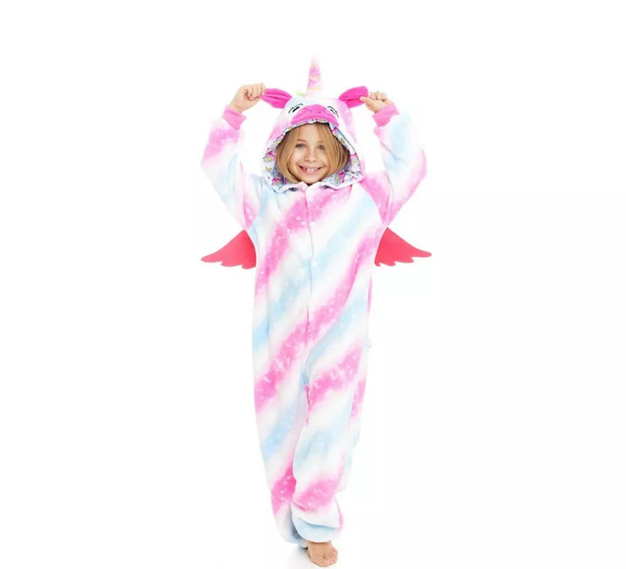 Translation missing: de.Disfraz de Pijama Uri Unicornio con capucha y alas para niña