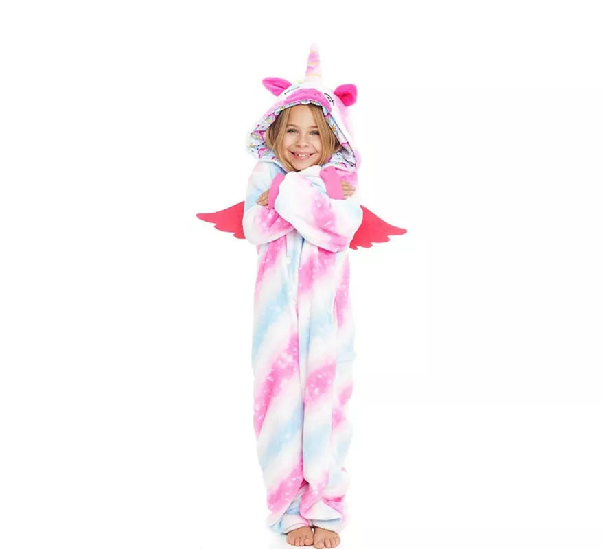 Translation missing: de.Disfraz de Pijama Uri Unicornio con capucha y alas para niña