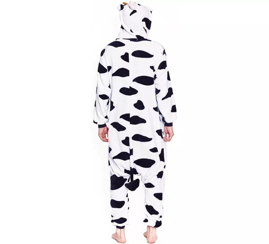 Translation missing: de.Disfraz de Pijama Vaca manchas negras para adultos