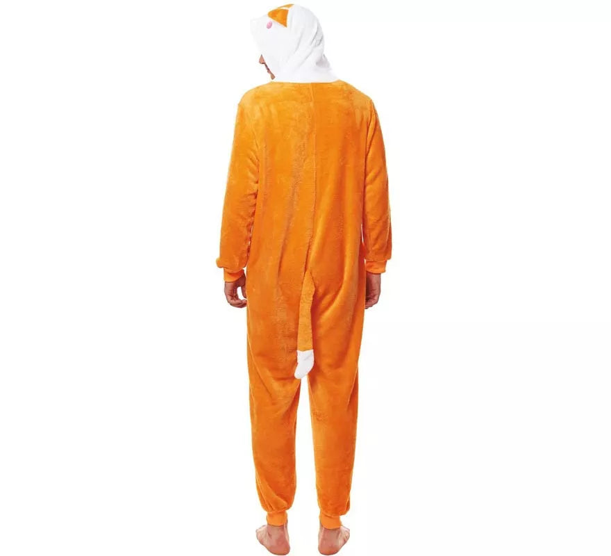 Disfraz de Pijama Zorro naranja y blanco para adultos