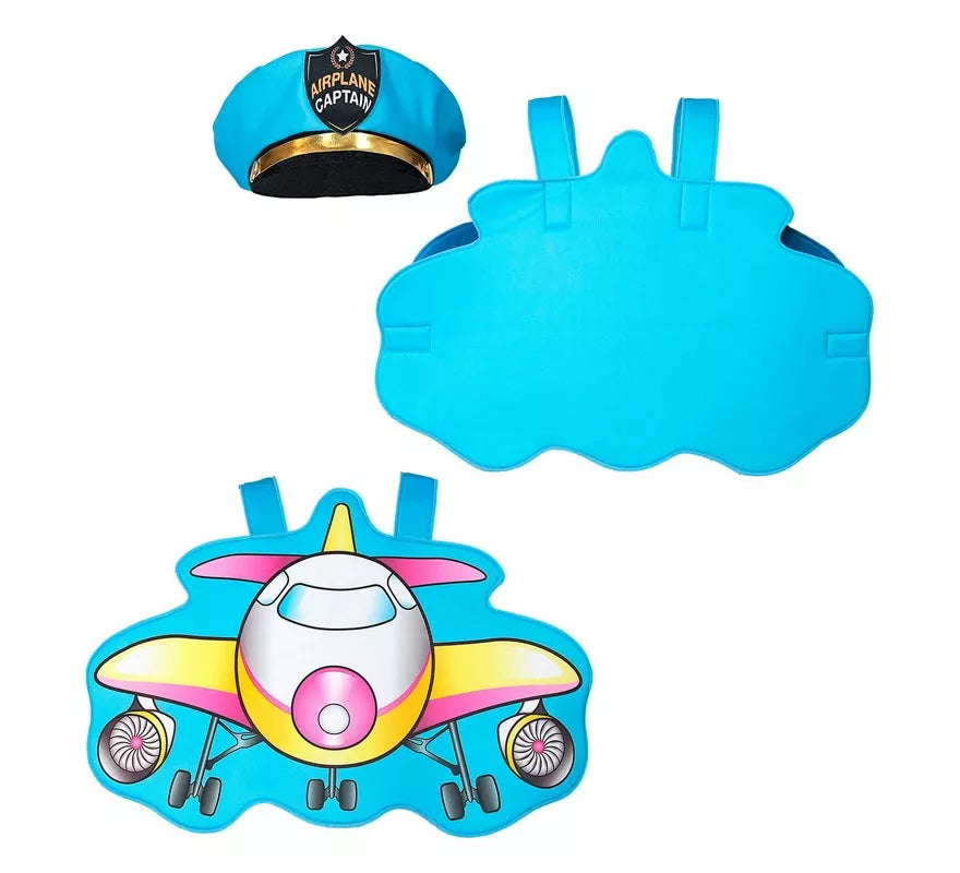 Translation missing: de.Disfraz de Piloto azul Avión con gorro para niños