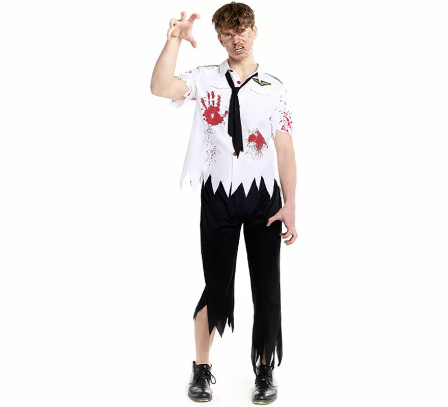 Translation missing: de.Disfraz de Piloto de Avión Zombie para hombre