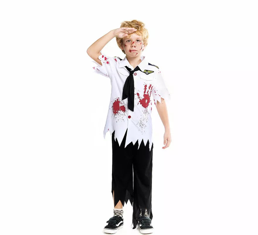 Translation missing: de.Disfraz de Piloto de Avión Zombie para niño