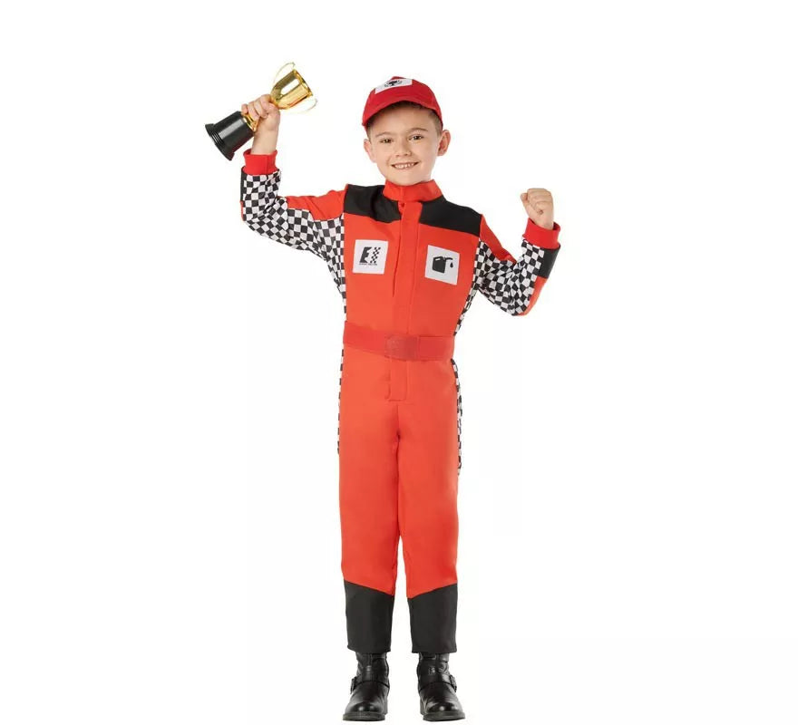 Translation missing: de.Disfraz de Piloto de Carreras Rojo para Niños