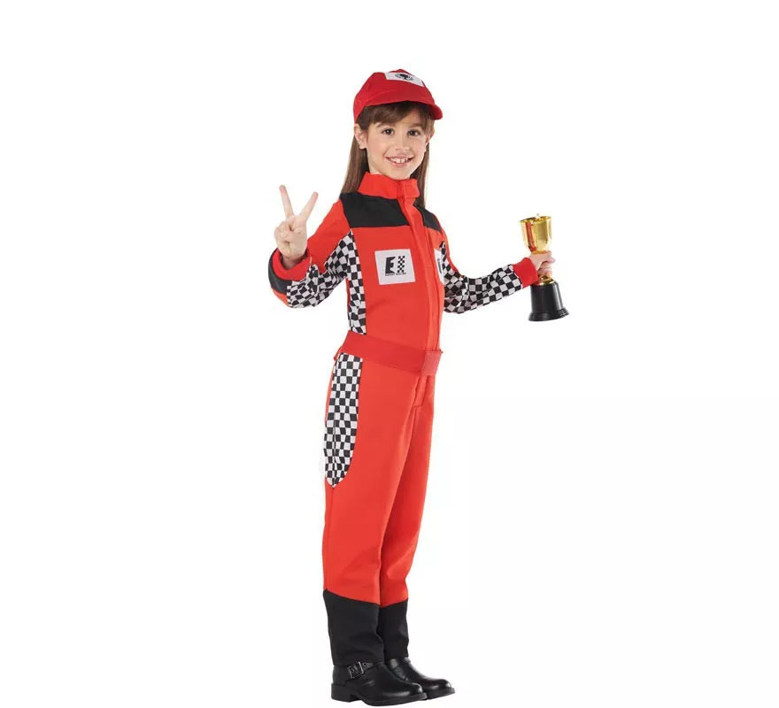 Translation missing: de.Disfraz de Piloto de Carreras Rojo para Niños