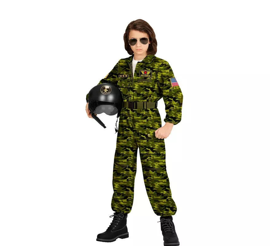 Translation missing: de.Disfraz de Piloto Jet de Combate Camuflaje para niños y adolescente