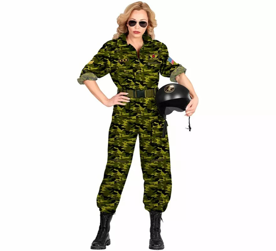Translation missing: de.Disfraz de Piloto Militar Camuflaje para mujer