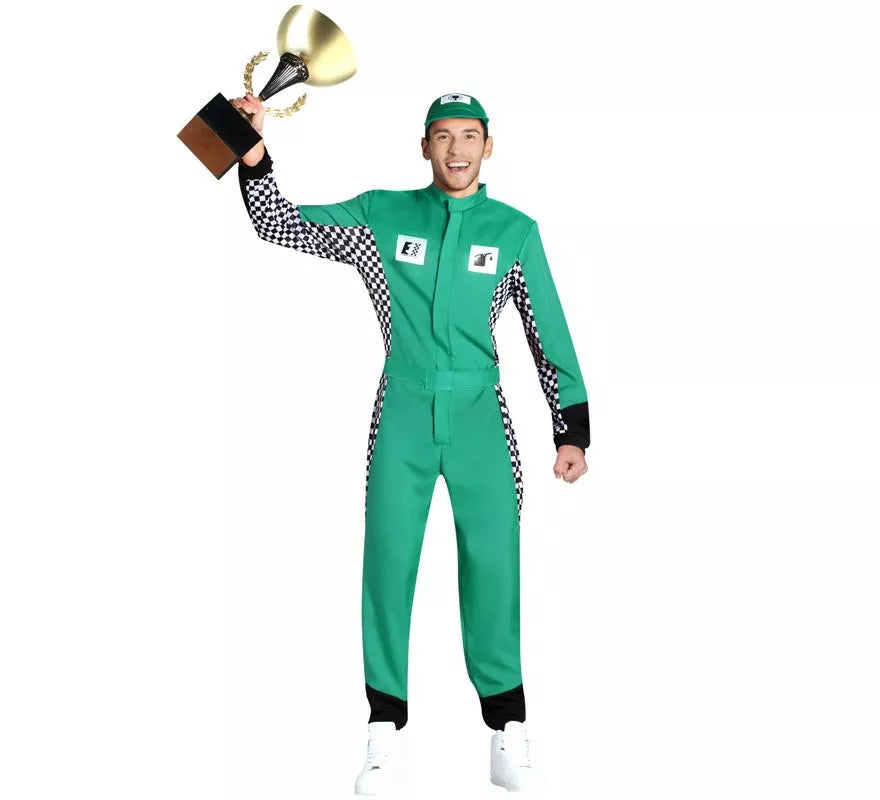 Translation missing: de.Disfraz de Piloto verde de coches para hombre