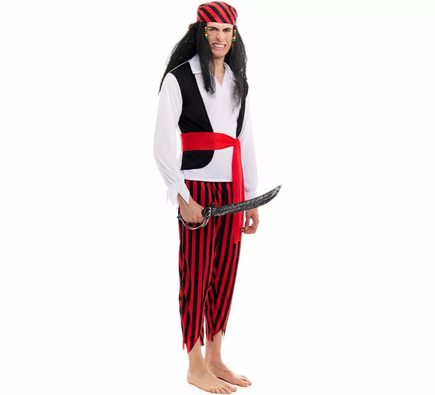 Translation missing: de.Disfraz de Pirata a rayas para hombre