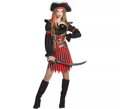 Disfraz de Pirata a rayas para mujer