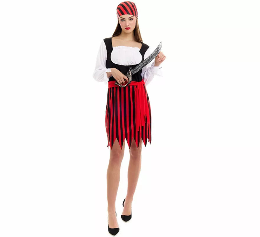 Translation missing: de.Disfraz de Pirata a rayas para mujer