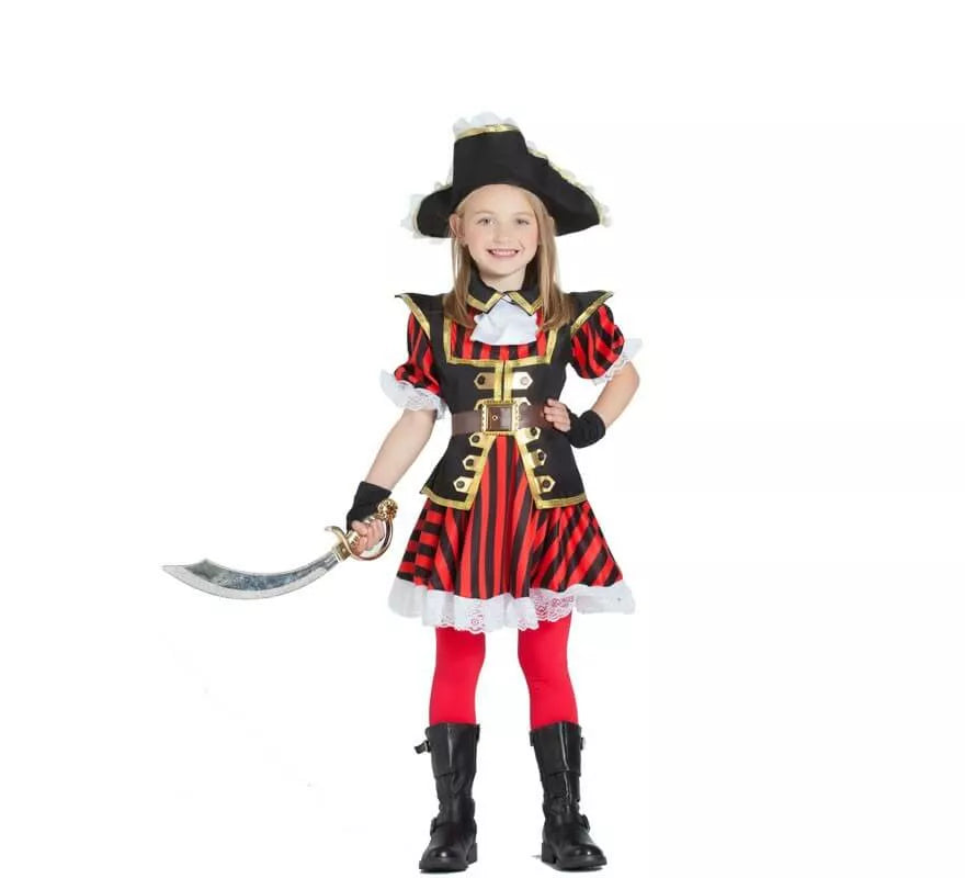 Translation missing: de.Disfraz de Pirata a rayas para niña