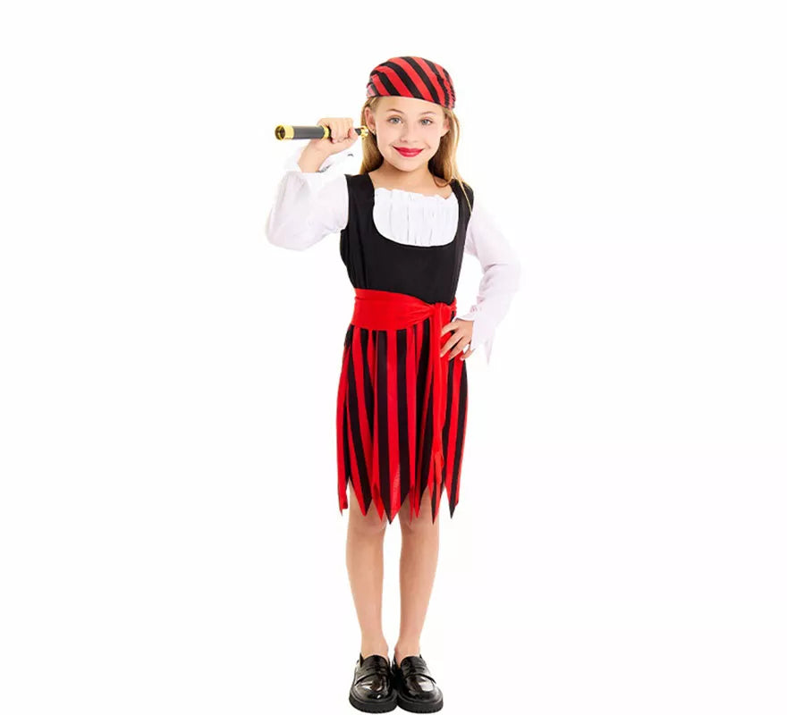 Translation missing: de.Disfraz de Pirata a rayas para niña