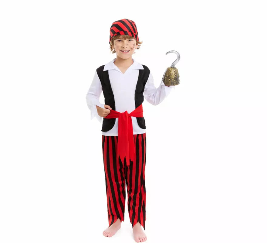 Translation missing: de.Disfraz de Pirata a rayas para niño