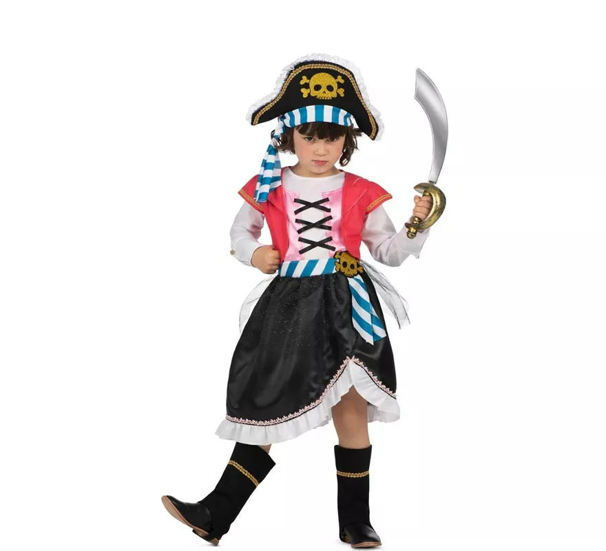 Translation missing: de.Disfraz de Pirata Calavera con gorro para niña