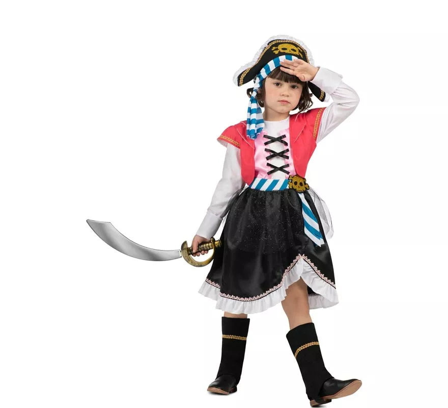 Translation missing: de.Disfraz de Pirata Calavera con gorro para niña