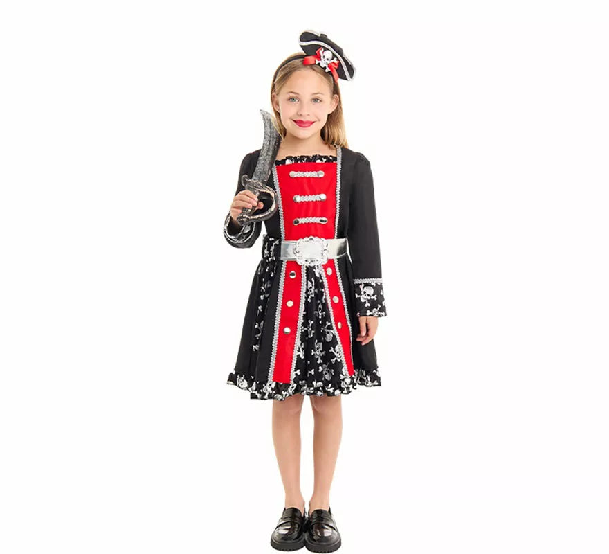 Translation missing: de.Disfraz de Pirata Casaca plata para niña