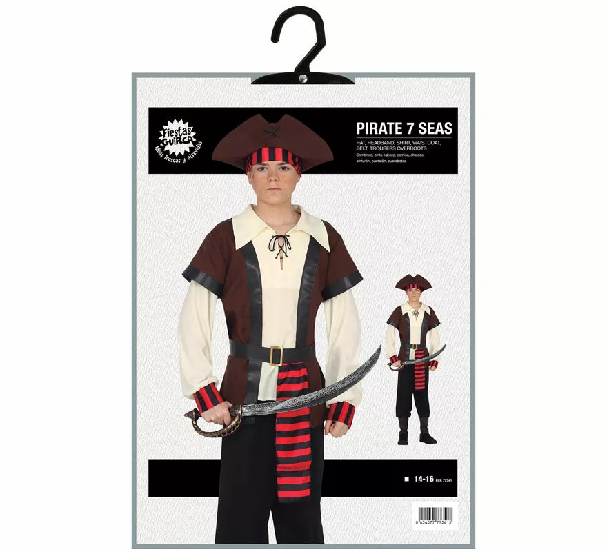 Translation missing: de.Disfraz de Pirata Corsario Siete Mares para adolescente
