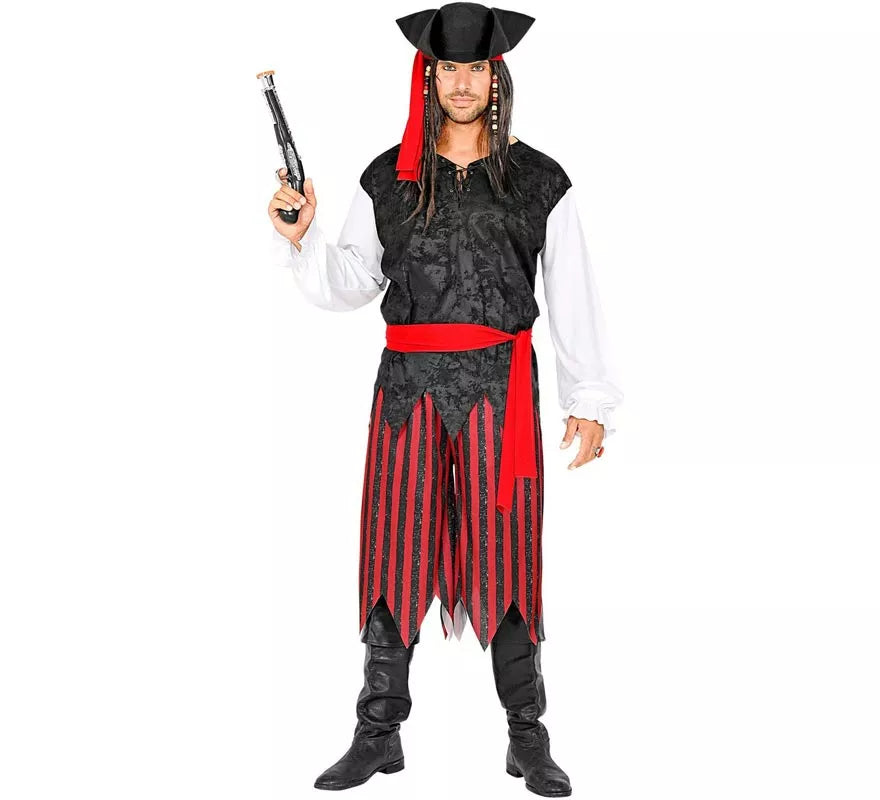Translation missing: de.Disfraz de Pirata del Caribe a rayas para hombre