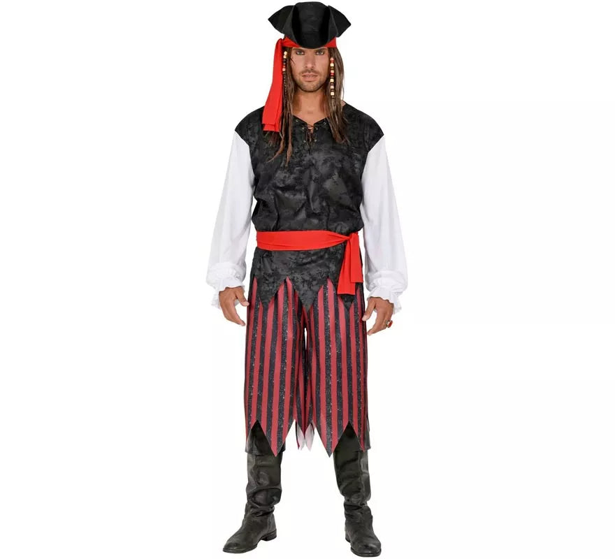 Translation missing: de.Disfraz de Pirata del Caribe a rayas para hombre