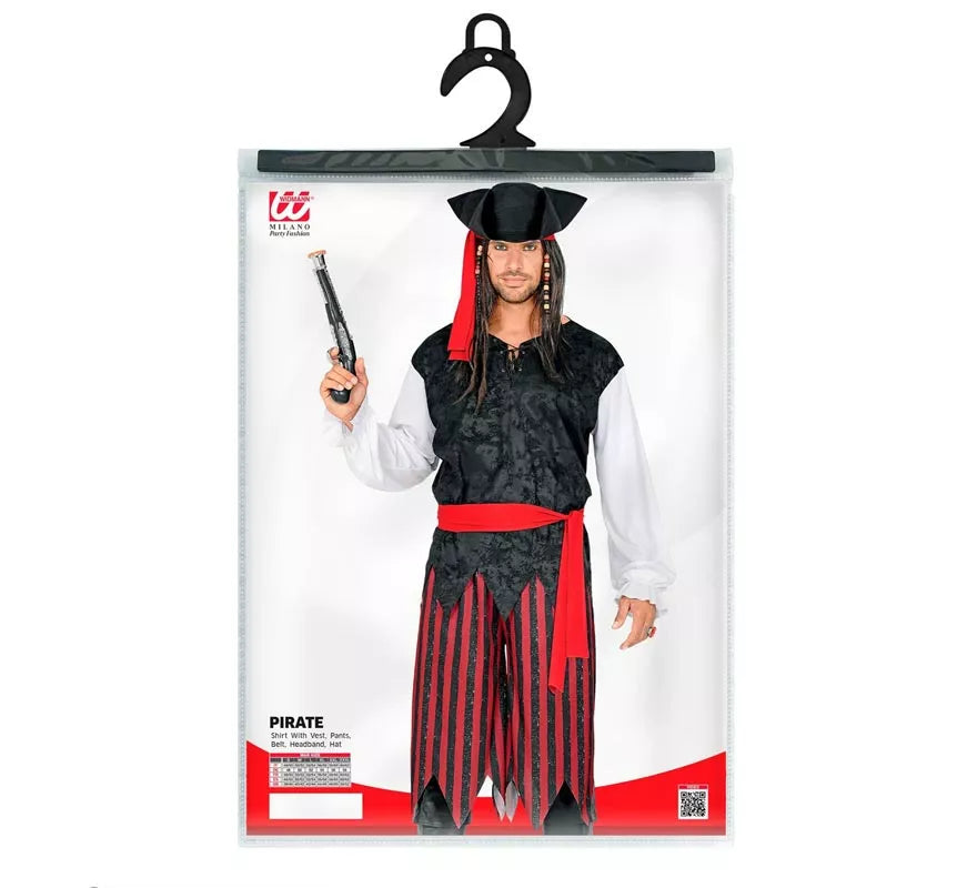 Translation missing: de.Disfraz de Pirata del Caribe a rayas para hombre
