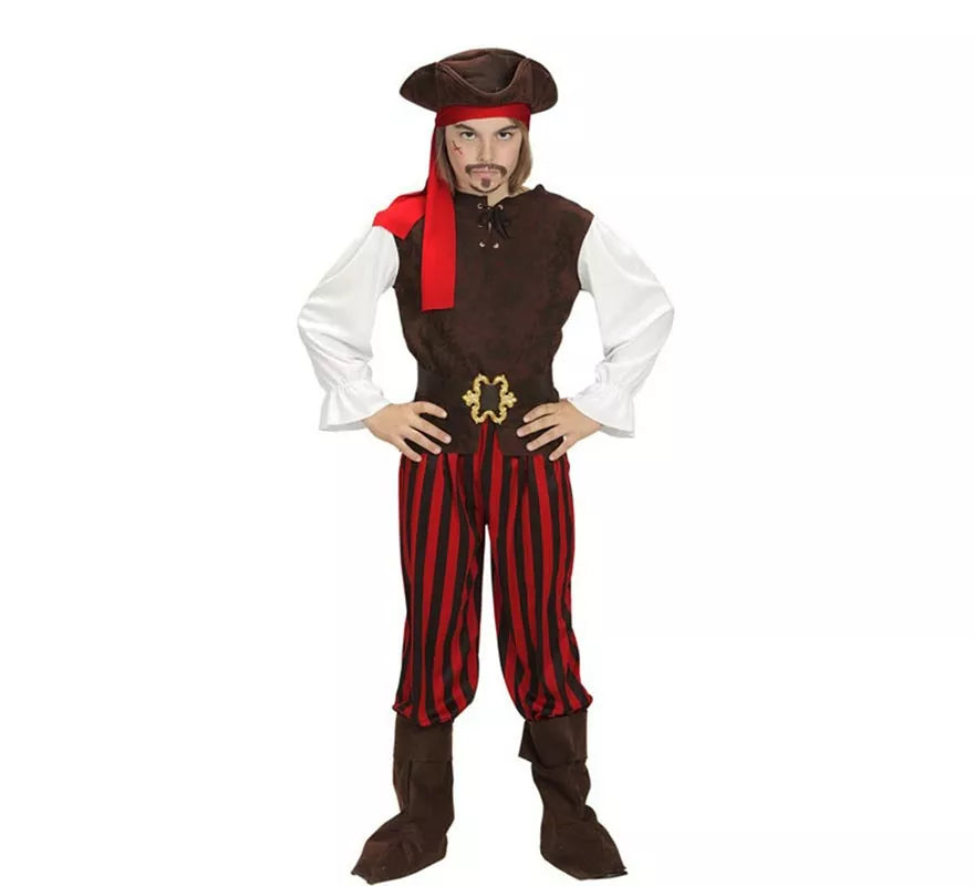 Disfraz de Pirata del Caribe a rayas para niño