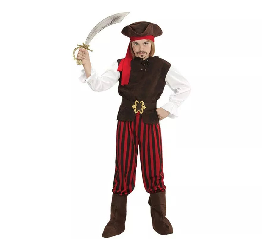 Translation missing: de.Disfraz de Pirata del Caribe a rayas para niño