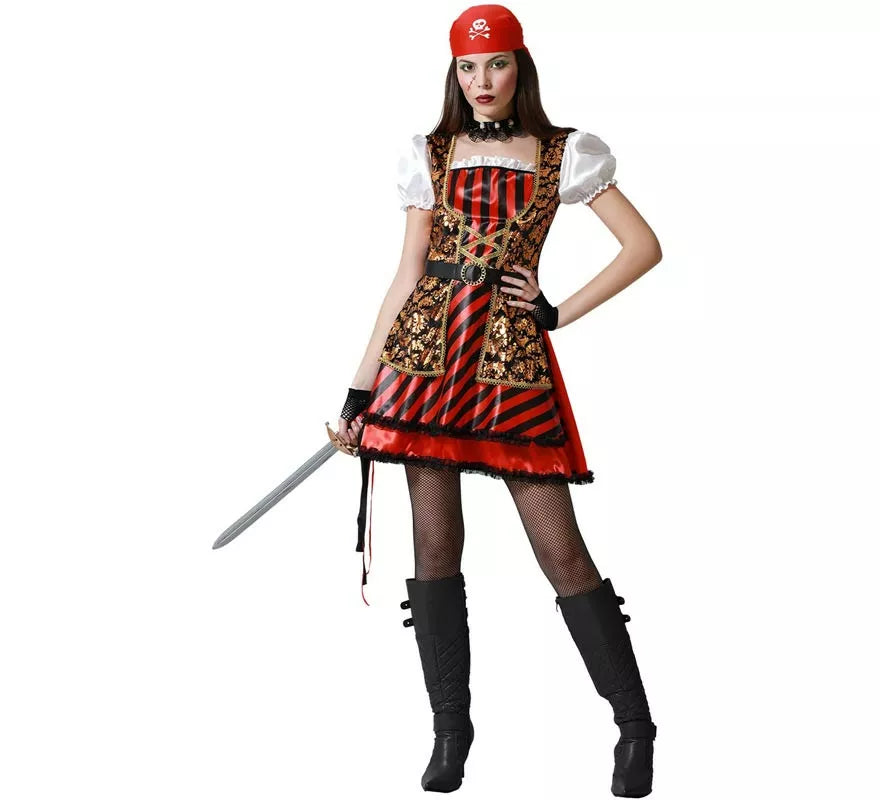 Translation missing: de.Disfraz de Pirata detalles dorados para mujer